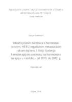 prikaz prve stranice dokumenta Ishod liječenih bolesnica s hormonski ovisnim, HER2 negativnim metastatskim rakom dojke u 1. liniji liječenja kemoterapijom u odnosu na hormonsku terapiju u razdoblju od 2010 do 2012.g.