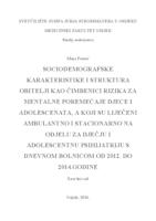 prikaz prve stranice dokumenta Sociodemografske karakteristike i struktura obitelji kao čimbenici rizika za mentalne poremećaje djece i adolescenata a koji su liječeni ambulantno i stacionarno na Kliničkome odjelu za dječju i adolescentnu psihijatriju