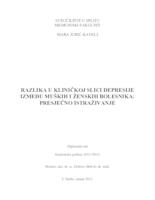 prikaz prve stranice dokumenta Razlika u kliničkoj slici depresije između muških i ženskih bolesnika : presječno istraživanje