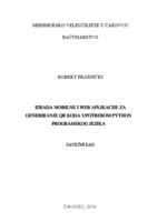 prikaz prve stranice dokumenta Izrada mobilne i web aplikacije za generiranje QR koda upotrebom Python programskog jezika