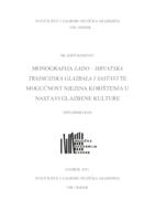 prikaz prve stranice dokumenta Monografija LADO - Hrvatska tradicijska glazba i sastavi i mogućnost njenog korištenja u nastavi glazbene kulture