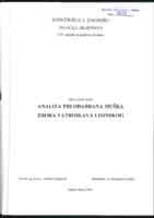 prikaz prve stranice dokumenta Analiza tri odabrana muška zbora Vatroslava Lisinskog