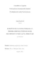 prikaz prve stranice dokumenta Korištenje nanomaterijala u prehrambenoj tehnologiji, sigurnost i utjecaj na zdravlje