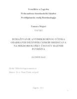 prikaz prve stranice dokumenta Istraživanje antimikrobnog učinka odabranih dezinfekcijskih sredstava na mikrobiološku čistoću radnih površina