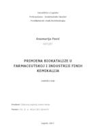 prikaz prve stranice dokumenta Primjena biokatalize u farmaceutskoj i industriji finih kemikalija