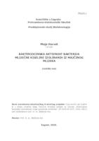 prikaz prve stranice dokumenta Bakteriocinska aktivnost bakterija mliječne kiseline izoliranih iz majčinog mlijeka