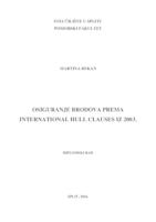 prikaz prve stranice dokumenta Osiguranje brodova prema International Hull Clauses iz 2003.