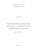 prikaz prve stranice dokumenta UTJECAJ DEPRESIJE, REFRAKCIJE I PARALAKSE NA GREŠKU STAJNICE U ASTRONOMSKOJ NAVIGACIJI