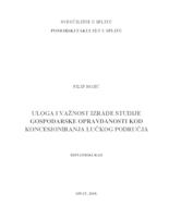 prikaz prve stranice dokumenta Uloga i važnost izrade studije gospodarske opravdanosti kod koncesioniranja lučkog područja