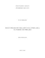 prikaz prve stranice dokumenta Rizici prilikom usklađivanja i prelaska na normu ISO 9001:2015