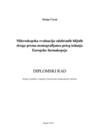 prikaz prve stranice dokumenta Mikroskopska evaluacija odabranih biljnih droga prema monografijama petog izdanja Europske farmakopeje