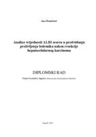 prikaz prve stranice dokumenta Analiza vrijednosti ALBI scorea u predviđanju preživljenja bolesnika nakon resekcije hepatocelularnog karcinoma