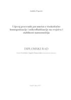 prikaz prve stranice dokumenta Utjecaj procesnih parametara visokotlačne homogenizacije i mikrofluidizacije na svojstva i stabilnost nanoemulzija