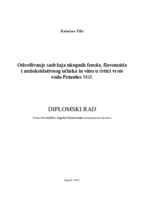 prikaz prve stranice dokumenta Određivanje sadržaja ukupnih fenola, flavonoida i antioksidativnog učinka in vitro u četiri vrste roda Petasites Mill.