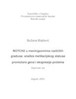 prikaz prve stranice dokumenta NOTCH2 u meningeomima različitih gradusa: analiza metilacijskog statusa promotora gena i ekspresije proteina