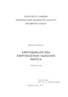 prikaz prve stranice dokumenta Kriptoanaliza RSA kriptosustava i njegovih inačica