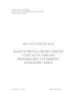 prikaz prve stranice dokumenta Razvoj metalurgije i njezin utjecaj na urbanu preobrazbu i stambenu izgradnju Siska