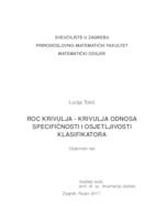 prikaz prve stranice dokumenta ROC krivulja - krivulja odnosa specifičnosti i osjetljivosti klasifikatora