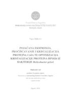 prikaz prve stranice dokumenta Pojačana ekspresija, pročišćavanje i kristalizacija proteina CrdA te optimizacija kristalizacije proteina HP1026 iz bakterije Helicobacter pylori