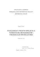 prikaz prve stranice dokumenta Povezanost prostih brojeva s Fermatovim, Mersenneovim i Fibonaccijevim brojevima