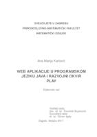 prikaz prve stranice dokumenta Web aplikacije u programskom jeziku Java i razvojni okvir Play