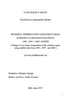 prikaz prve stranice dokumenta Promjena temperature Jadranskog mora koristeći satelitske podatke iz 1985.,1995. i 2009. godine