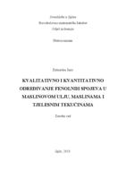 prikaz prve stranice dokumenta Kvalitativno i kvantitativno određivanje fenolnih spojeva u maslinovom ulju, maslinama i tjelesnim tekućinama