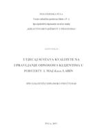 prikaz prve stranice dokumenta Utjecaj sustava kvalitete na upravljanje odnosom s klijentima u poduzeću 1.Maj d.o.o.