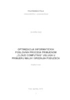 prikaz prve stranice dokumenta Optimizacija informatičkih poslovnih procesa primjenom Cloud computing usluga u primjeru malih i srednjih poduzeća