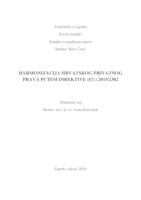 prikaz prve stranice dokumenta Harmonizacija hrvatskog privatnog prava putem direktive (EU) 2015/2302