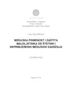 prikaz prve stranice dokumenta MEDIJSKA PISMENOST I ZAŠTITA MALOLJETNIKA OD ŠTETNIH I NEPRIMJERENIH MEDIJSKIH SADRŽAJA