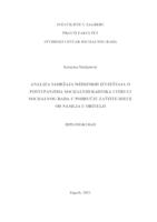 prikaz prve stranice dokumenta Analiza sadržaja medijskih izvještaja o postupanjima socijalnih radnika i struci socijalnog rada u području zaštite djece od nasilja u obitelji