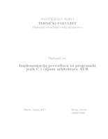 prikaz prve stranice dokumenta Implementacija prevodioca za programski jezik C i ciljanu arhitekturu AVR