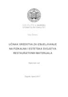 prikaz prve stranice dokumenta Učinak sredstva za izbjeljivanje na fizikalna i estetska svojstva restaurativnih materijala