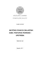 prikaz prve stranice dokumenta Matične stanice iz mliječnih zuba: postupak pohrane i upotreba