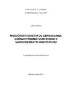 prikaz prve stranice dokumenta Mogućnosti estetskog zbrinjavanja gornjih prednjih zubi ovisno o njihovom dentalnom statusu