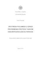 prikaz prve stranice dokumenta Upotreba poliamida u izradi privremenih proteza tijekom oseointegracijskog perioda