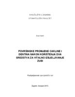 prikaz prve stranice dokumenta Površinske promjene cakline i dentina nakon korištenja dva sredstva za vitalno izbjeljivanje zubi