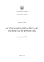 prikaz prve stranice dokumenta Informiranost doktora dentalne medicine o ubodnom incidentu