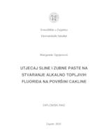 prikaz prve stranice dokumenta Utjecaj sline i zubne paste na stvaranje alkalno topljivih fluorida na površini cakline