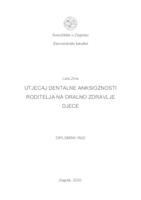 prikaz prve stranice dokumenta Utjecaj dentalne anksioznosti roditelja na oralno zdravlje djece