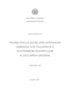 prikaz prve stranice dokumenta Rehabilitacija izgubljene vertikalne dimenzije kod pacijenata s ekstremnom resorpcijom alveolarnih grebena 