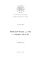 prikaz prve stranice dokumenta Primjena mekog lasera u oralnoj medicini