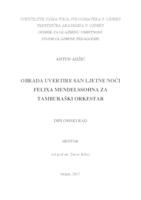 prikaz prve stranice dokumenta Obrada i uverrtire San ljetne noći Felixa Mendelssohna za tamburaški orkestar