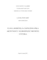 prikaz prve stranice dokumenta Uloga roditelja i kineziološka aktivnost u slobodnom vremenu učenika
