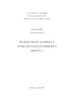 prikaz prve stranice dokumenta Muzeji grada Zagreba u funkciji nastave prirode i društva