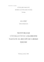 prikaz prve stranice dokumenta Motiviranje učenika/učenica razredne nastave za recepciju lirske pjesme