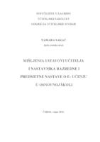 prikaz prve stranice dokumenta Mišljenja i stavovi učitelja i nastavnika razredne i predmetne nastave o e-učenju u osnovnoj školi