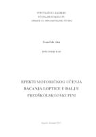 prikaz prve stranice dokumenta Efekti motoričkog učenja bacanja loptice u dalj u predškolskoj skupini