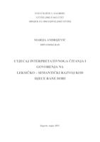 prikaz prve stranice dokumenta Utjecaj interpretativnog čitanja i govorenja na leksičko-semantički razvoj kod djece rane dobi